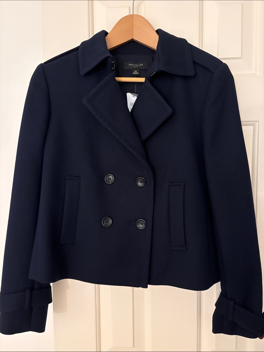 Ann Taylor Navy Double-Breasted Peacoat